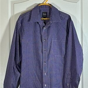 💜NWOT—Jos. A. Bank Men's Purple Checkered Button Down Shirt